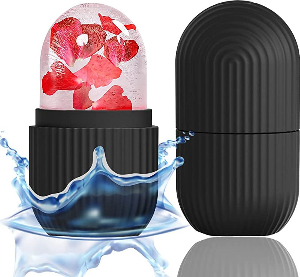 Ice Roller Gesichtsroller – Eiförmig, Auslaufsicher, Mit Kieselgel-Füllung Für Straffe Haut & Anti-Aging, Rosa