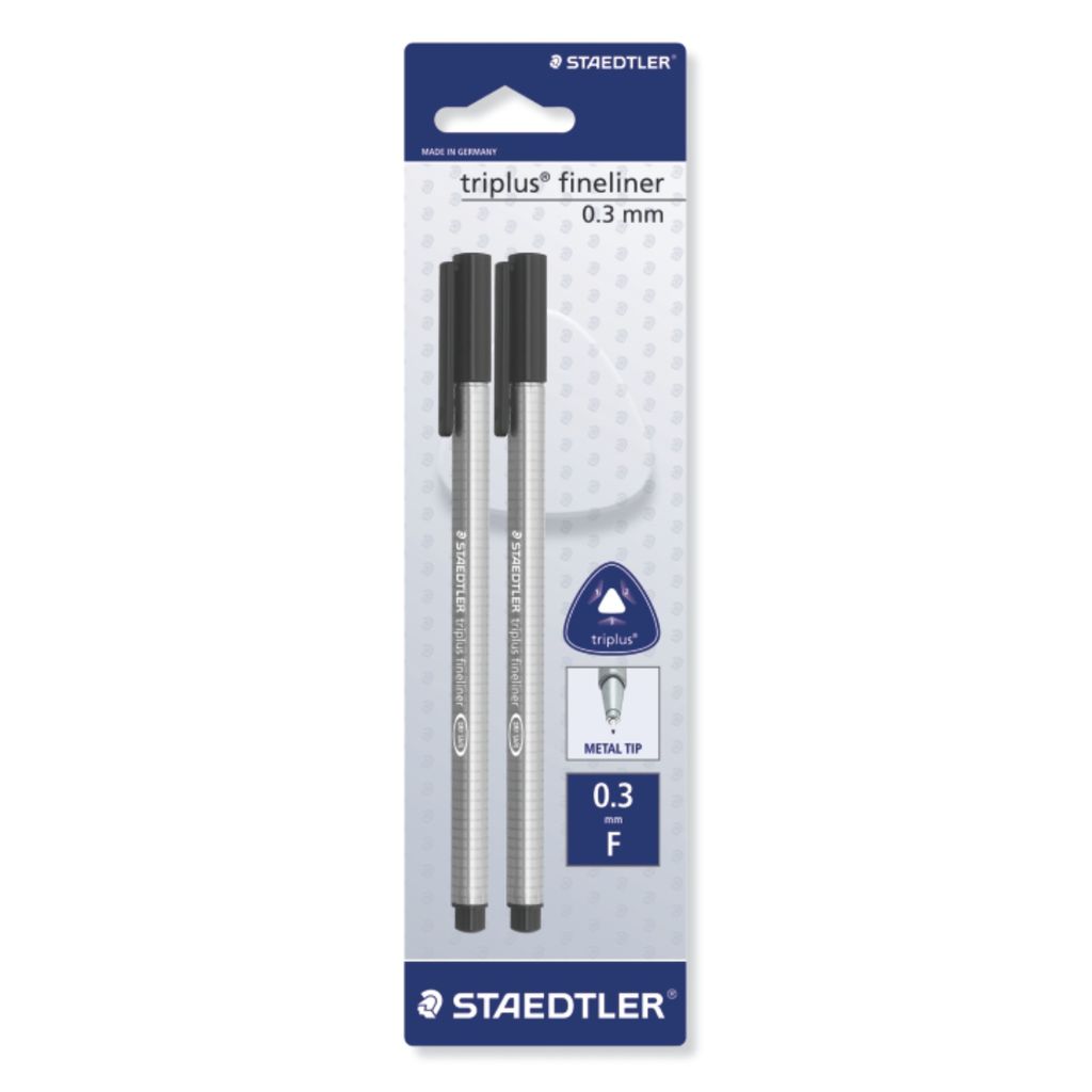 Staedtler Fineliner triplus 0,3mm 2St BK sw Produktbild 
