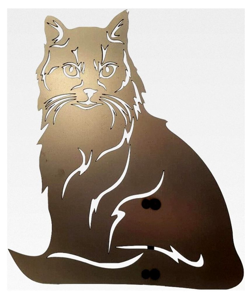 Metallfigur Stecker Katze (sitzend) Höhe ca. 45 cm Main Coon Gartenstecker Rost Deko Edelrost