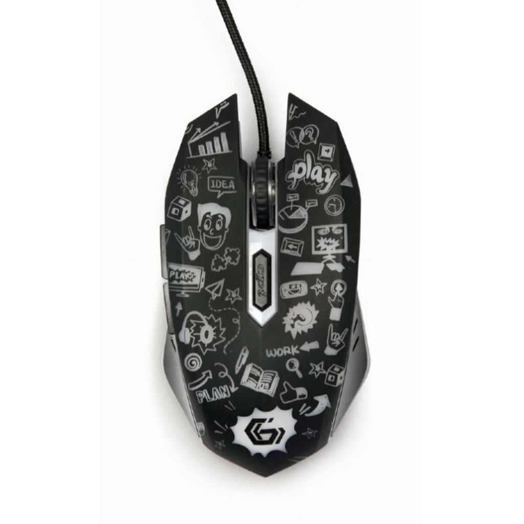 gembird Maus OPT WIRED LED 6 Tasten USB schwarz cartoon