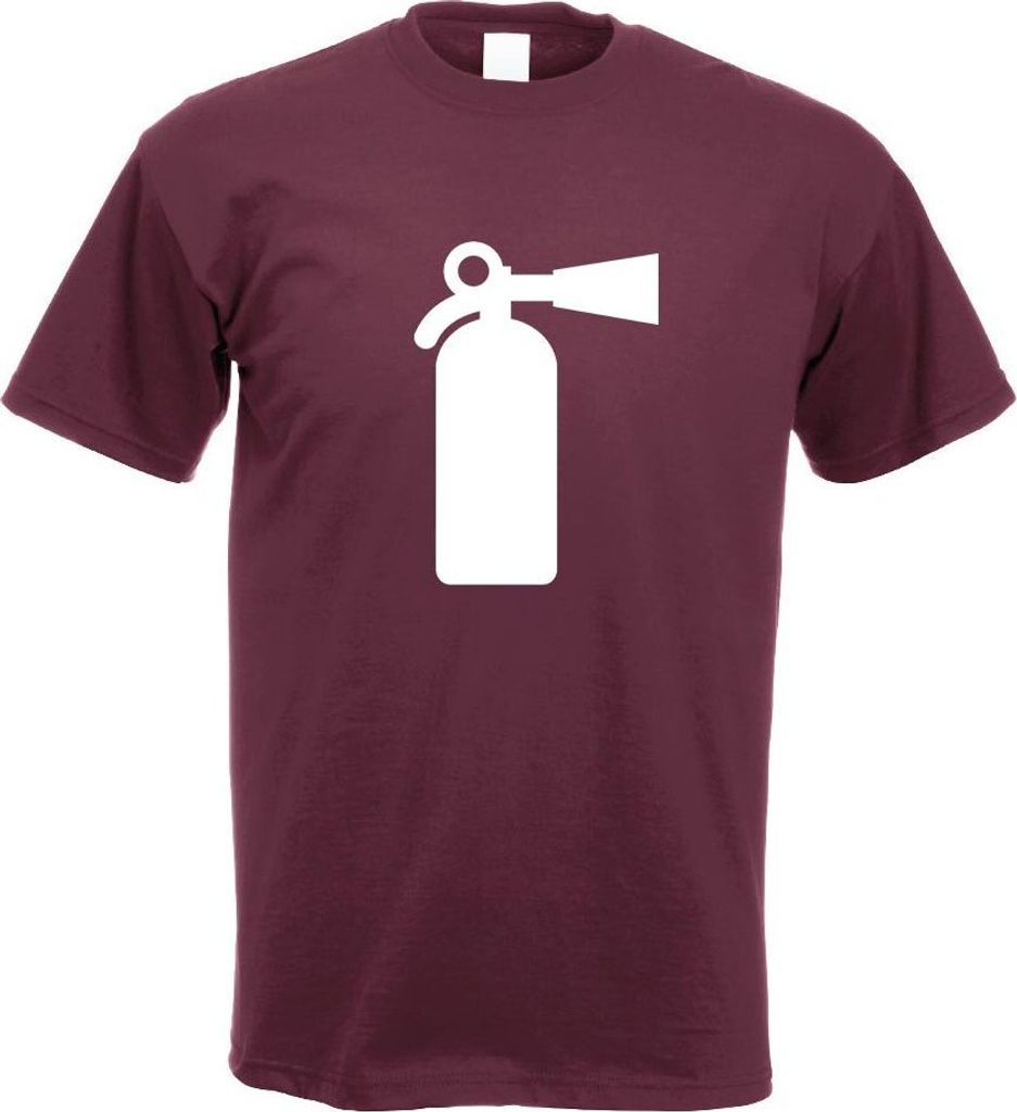 Kiwistar - T-Shirt - Burgund - Feuerlöscher Motiv Bedruckt Funshirt Design Print - mit Motiv Bedruckt - Funshirt Design - Sport - Freizeit - Herre...