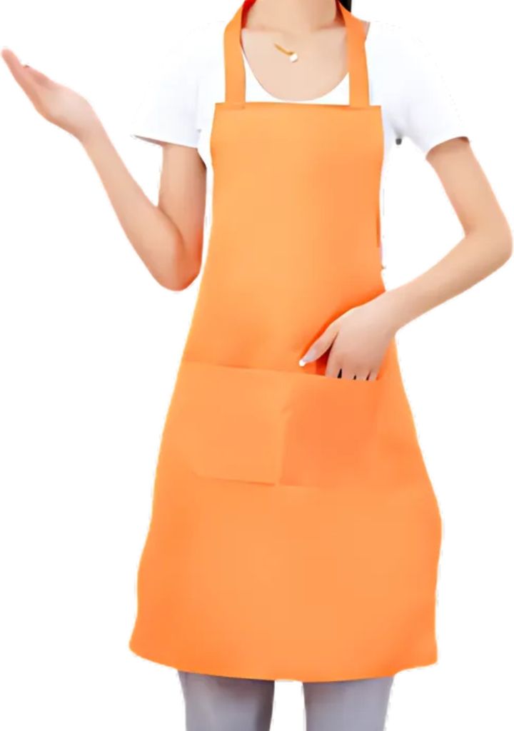 Grembiule da cucina arancione da donna con tasche - ideale Immagine del prodotto 
