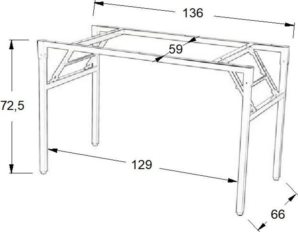 Corbetta Klapptisch Gestell höhenverstellbar Flexo 1 - Breite 400 mm, schwarz