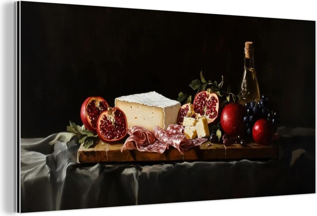 MuchoWow Wanddekoration Metall Metallbild Wandkunst 120x60 cm Stilleben - Vintage - Trinktafel MuchoWow Aluminium Gemälde - Metalbilder