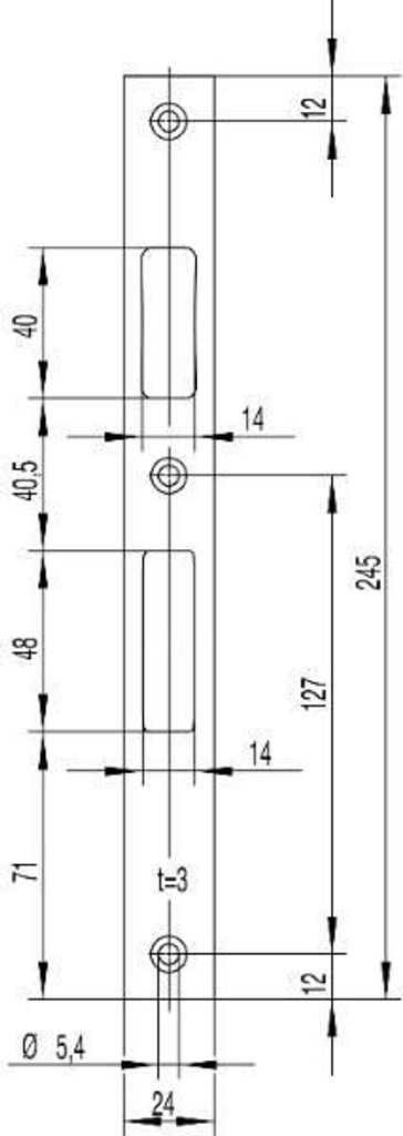 WILKA Schließblech flach Falle und Riegel, 245 x 24 x 3 mm, Produktbild 