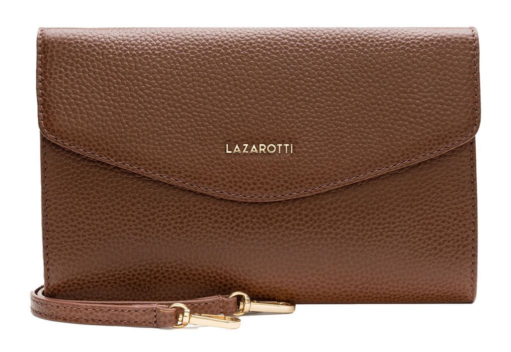 Lazarotti Leder Umhängetasche Abendtasche Bologna Leather Clutch Brown braun