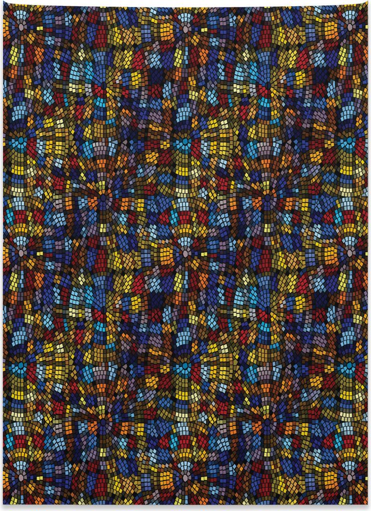 Abakuhaus Antiquität Wandteppich, Viktorianische Mosaikfliesen aus Weiches Mikrofaser Stoff Kein Verblassen Klare Farben Waschbar, 110 x 150 cm, M...