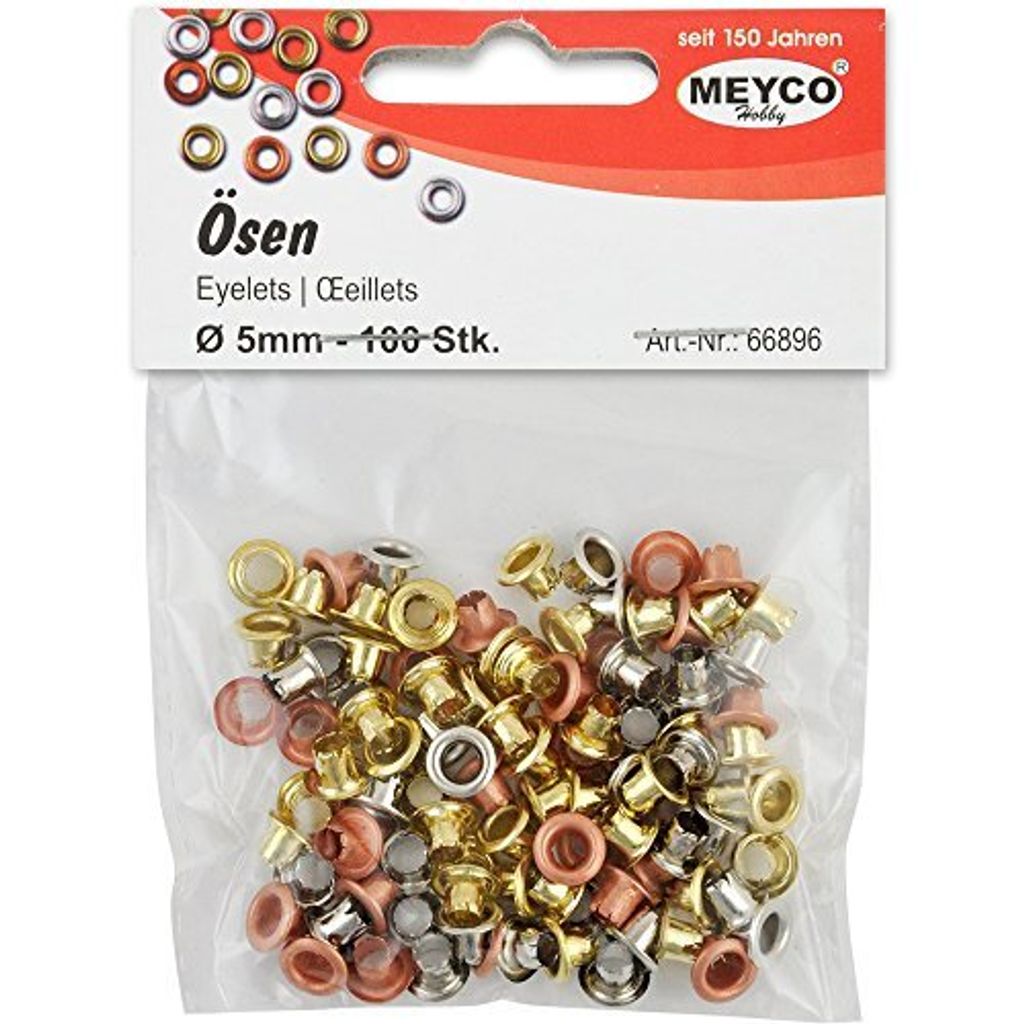 Metallösen, 5mm, ca. 100 Stck./Btl.; sortiert, silber, Produktbild 