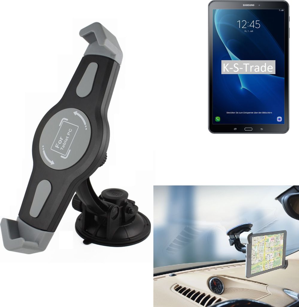 K-S-Trade Scheiben-Halterung für Tablets kompatibel mit Samsung Galaxy Tab A 10.1 (2016) KFZ Tablet Saugnapf Auto Halterung Windschutzscheibe Holder
