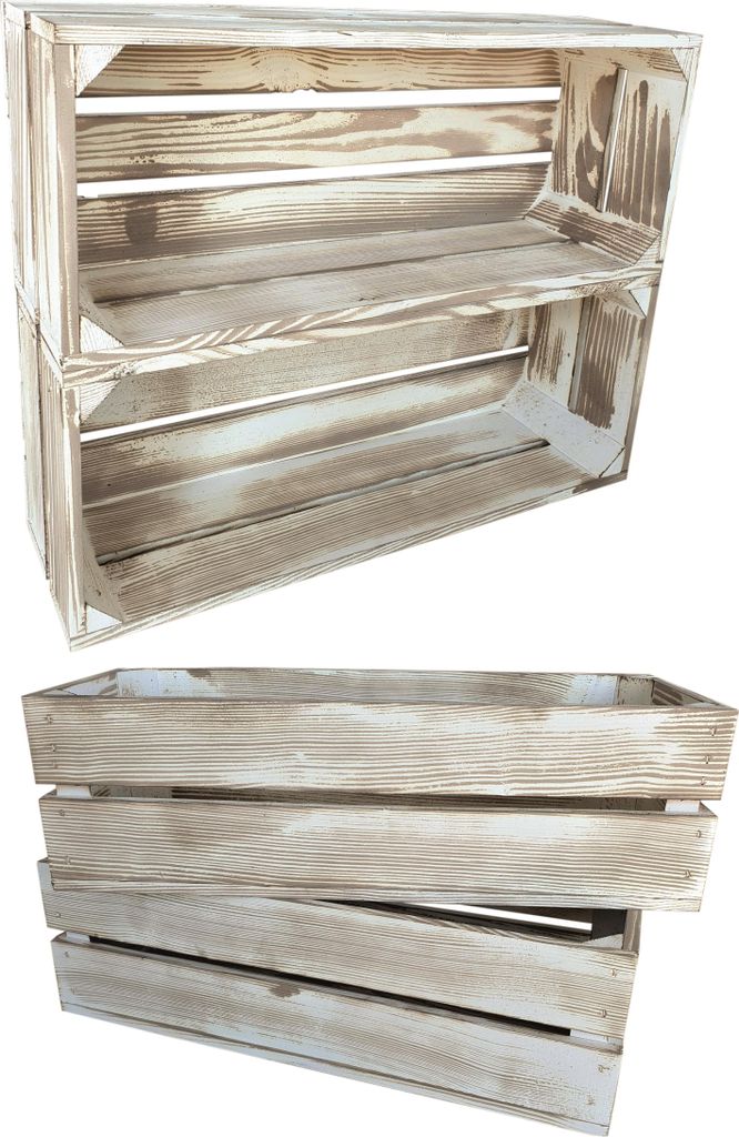4er Set Vintage Holzkisten 50 x 20 x 15 cm massive Weinkisten in vielen Farben zur Auswahl Holz Kisten Obstkisten Apfelkisten, holzregal.