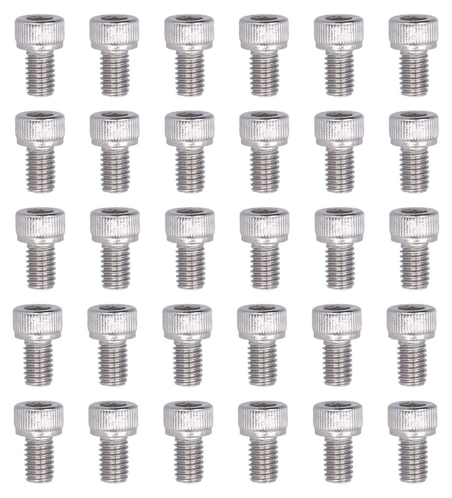 30 Stück M6 Schraubenbolzen 304 Edelstahl A2‐70 Innensechskantkappe Zylinderkopfschraubensatz DIN 912M6x16