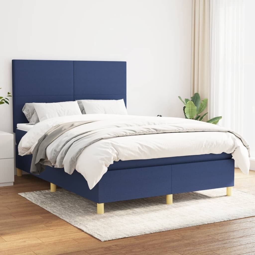 "2026 Promotion" Boxspringbett mit Matratze - Blau 140x200 cm - Stoff - Polsterbett CC8574