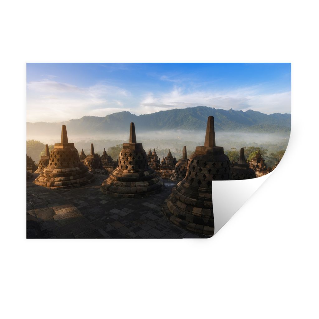 MuchoWow Wandtattoo Wandsticker Wandaufkleber Borobodur-Tempel 60x40 cm Selbstklebend und Repositionierbar - Wierderverwendbar - Selbstklebend