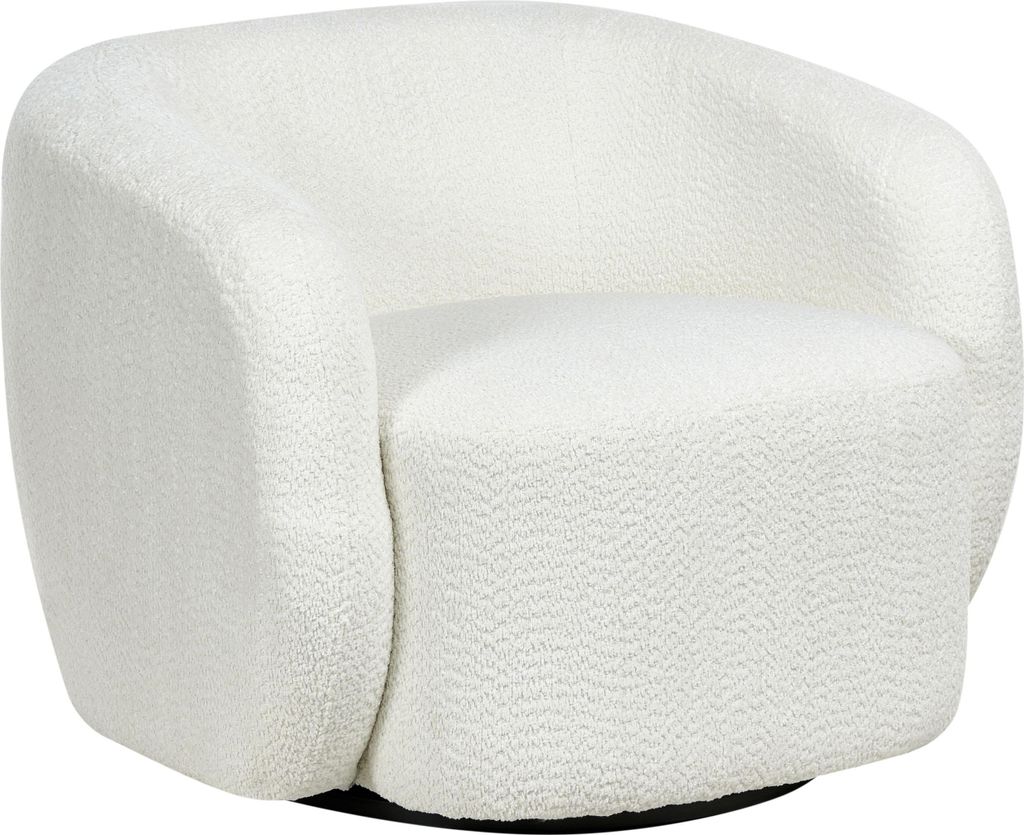 BELIANI Drehsessel mit Armlehnen und breiter Sitzfläche aus Polyester Cremeweiß für das Wohnzimmer modern