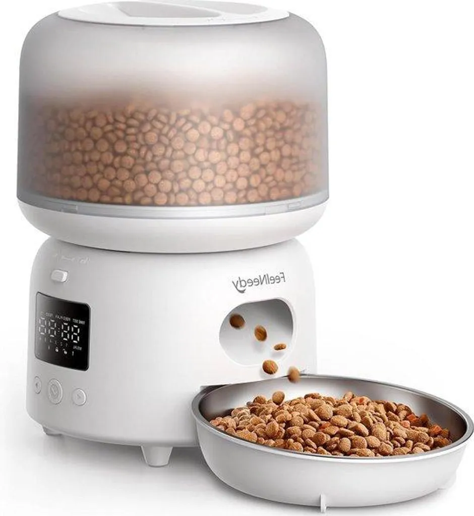 Distributeur croquettes chat 3 litres inox 6 repas journaliers réglable