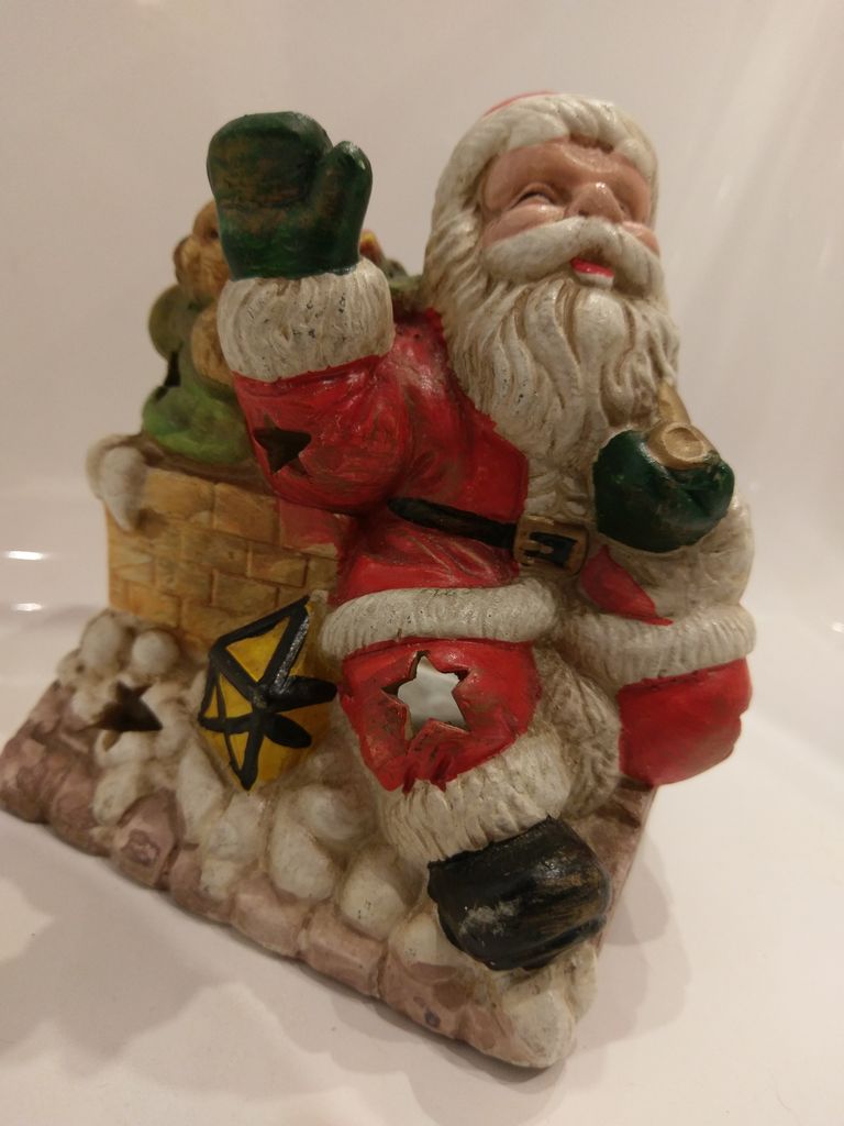 Weihnachtliche Figur - Windlicht Weihnachtsmann und Schornstein