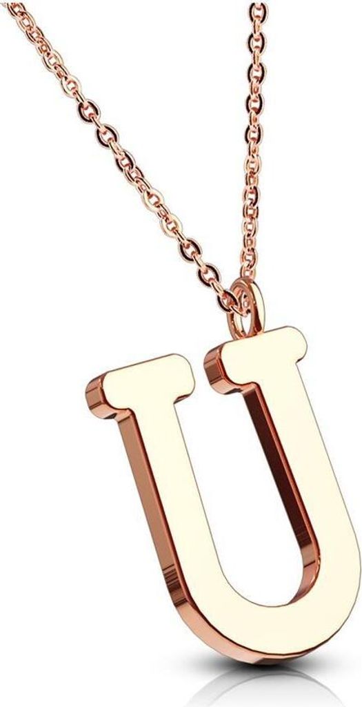 U - Kette Buchstaben Anhänger Rosegold aus Edelstahl Damen U