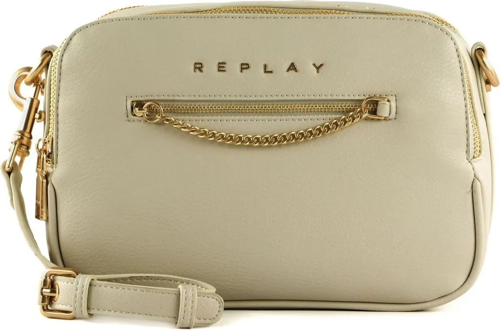 Sac bandoulière Replay Crossbody aspect cuir gris clair écru élégant