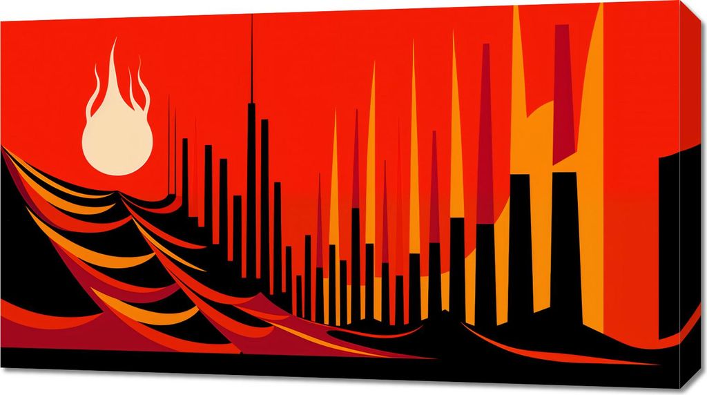 Bild 90x50cm Städtisches Blutrünstiges Feuer