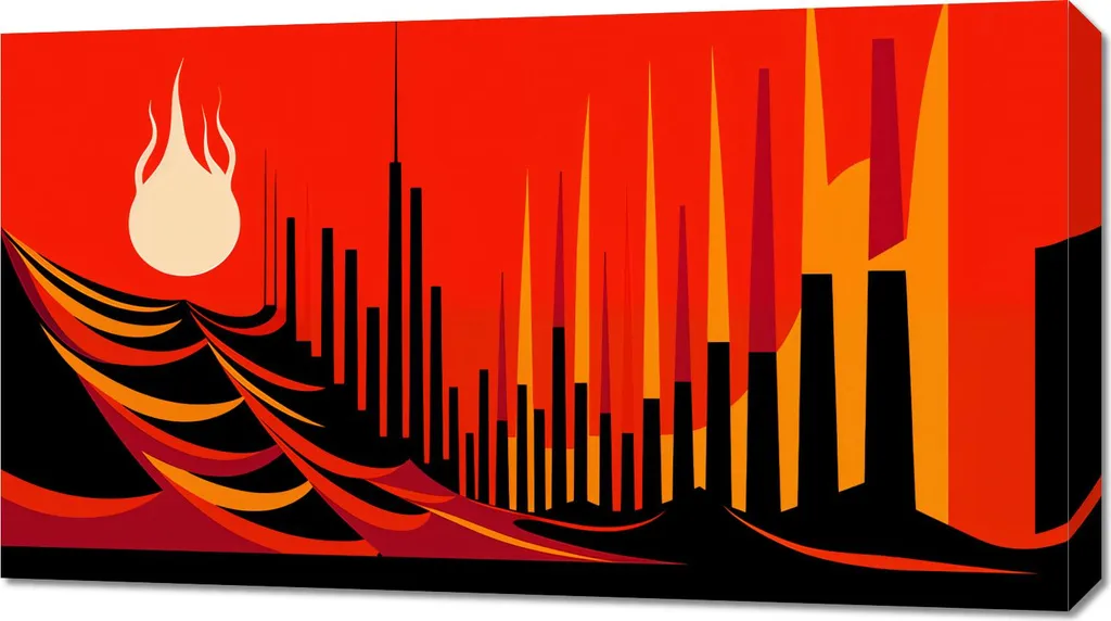 Quadro 90x50 cm Fuoco Sanguinante Urbano | Tela Moderna Alta Qualità
