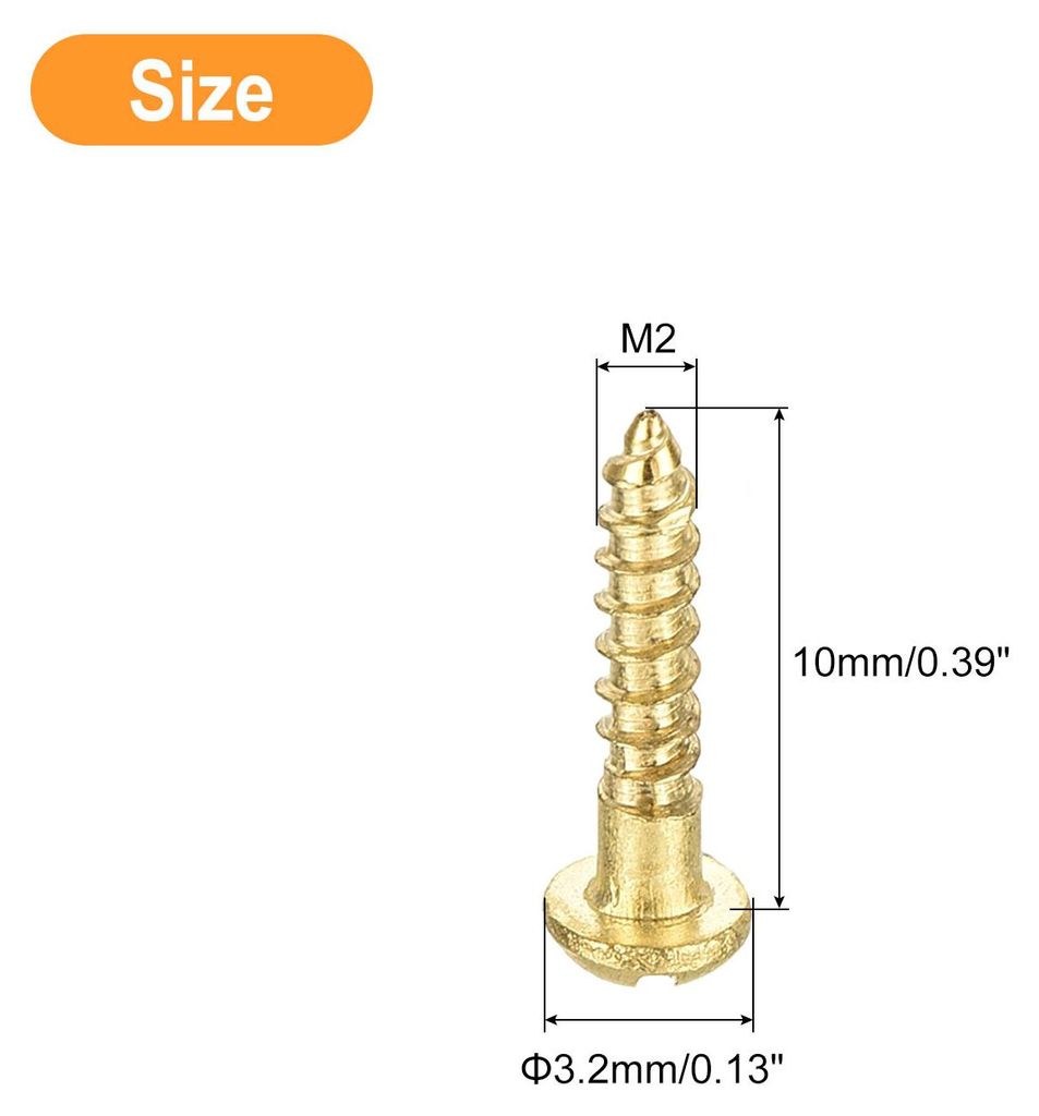 20 Stš¹ck Schlitz Rundkopf Holzschrauben M2 x 10mm Messing Linsenkopfschrauben Halbrundkopf Selbstschneidende Schraube