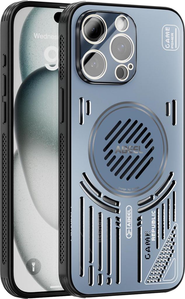 Magnetische Hülle für iPhone 13 Pro Max mit Linsenabdeckung, Aluminium Stoßfestes Schutzhülle mit Wärmeableitung Blau