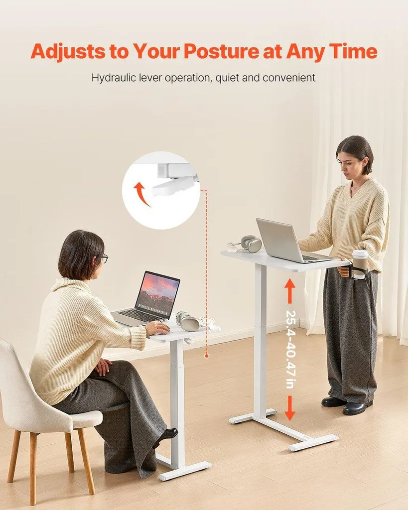 Table de lit ajustable blanche : roulettes intégrées et porte-gobelet