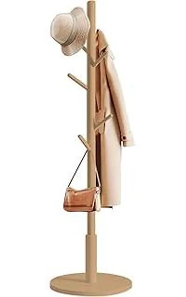 edihome, appendiabiti, in legno, per abiti, 8 ganci, 172 x 38 x 38 cm, per ingresso, corridoio o camera da letto (legno)