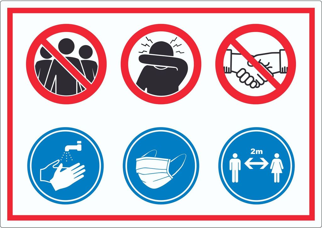 Hygieneregeln Symbol Aufkleber A5 (148x210mm)