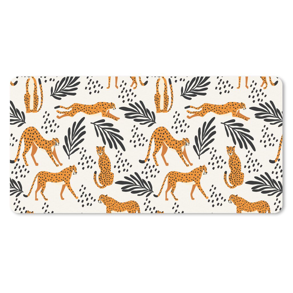 MuchoWow Schreibtischunterlage Muster - Leopard 80x40 cm - XXL Mauspad - Gaming Mauspad