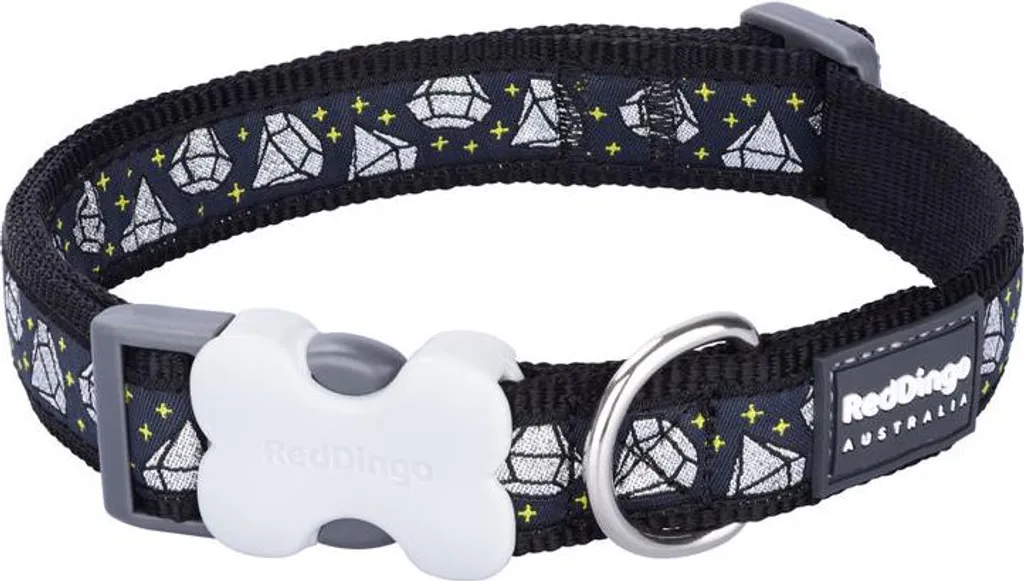 Collare Cani Red Dingo Style Diamond Nero 15mm | Sicurezza e Stile