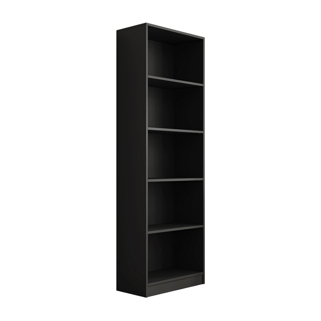 Standregal R60 Schwarz, modernes Design, freistehend, 182 cm hoch, 60 cm breit, 30 cm tief
