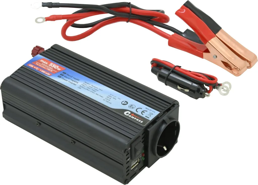Transformateur de Tension 12V 230V 550W Compass avec Sortie USB - 9