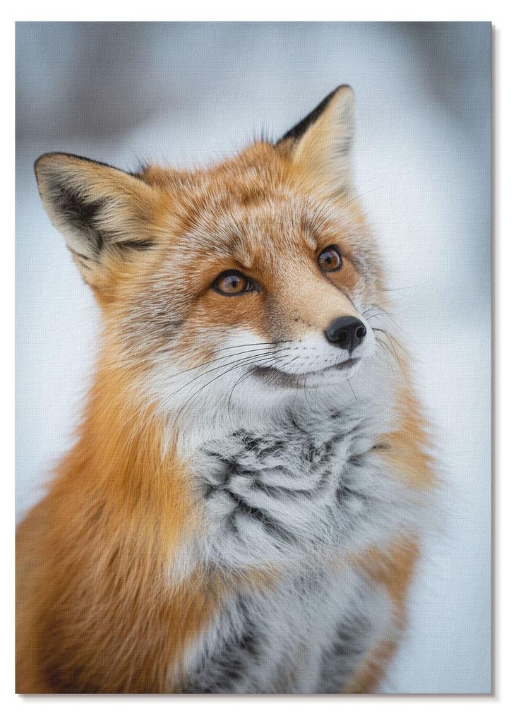 POSTER - 59x84 cm (A1) - Omega - Porträt eines fröhlichen Fuchses in winterlicher Umgebung - Wandbild für Wohnzimmer Schlafzimmer & Flur, Modern...