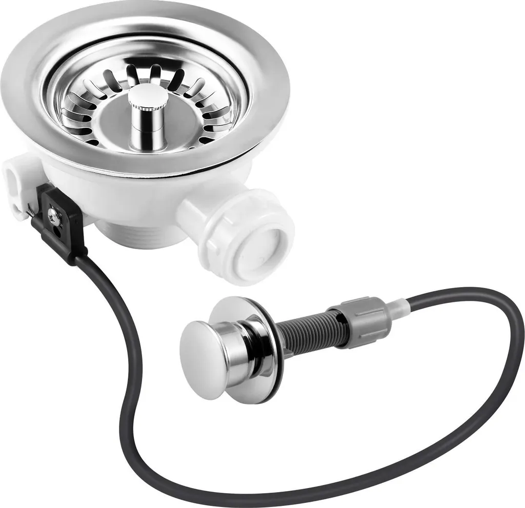 Kit évacuation évier cuisine complet 114 mm siphon et panier filtrant