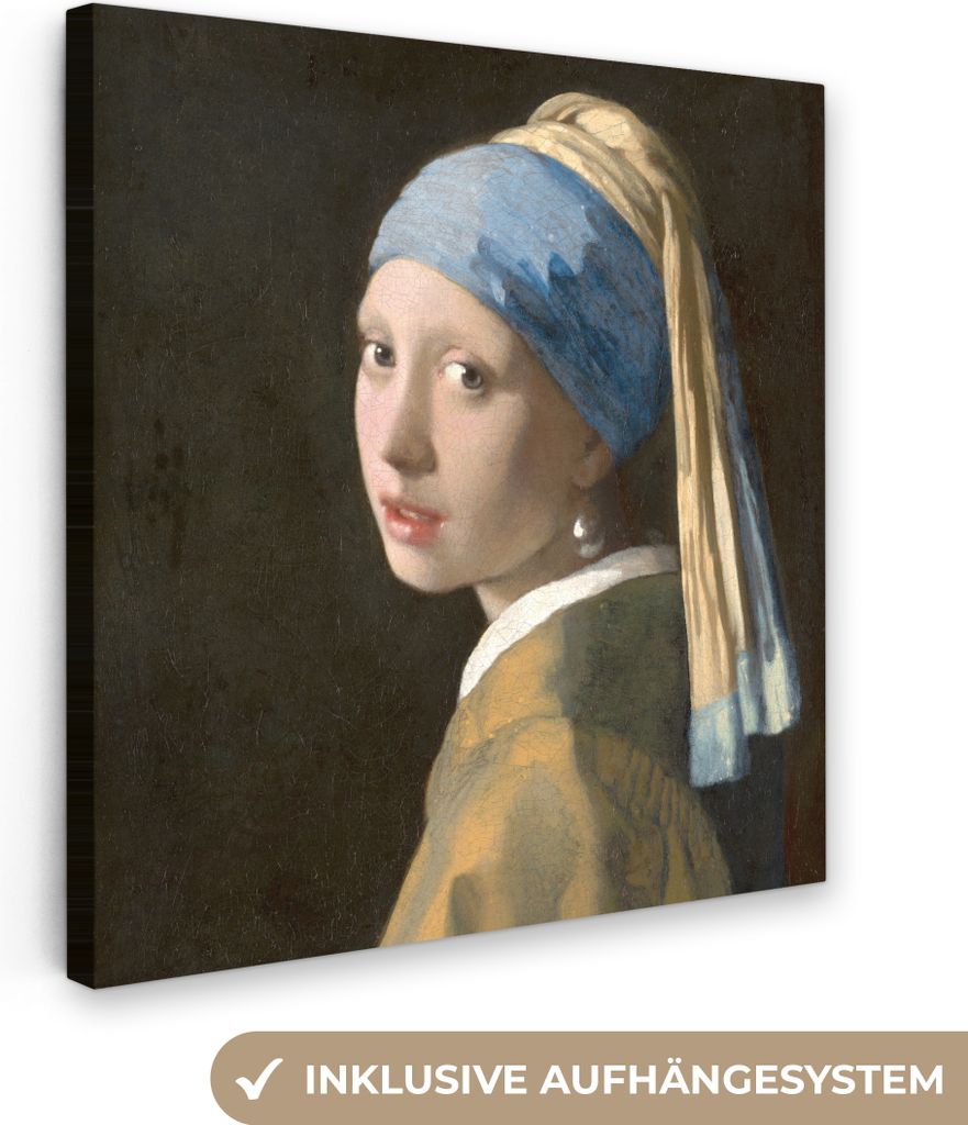 MuchoWow - Leinwandbilder - Das Mädchen mit dem Perlenohrring - Gemälde von Johannes Vermeer, Wandbild, Wanddeko Bilder Wohnzimmer, 50x50 cm