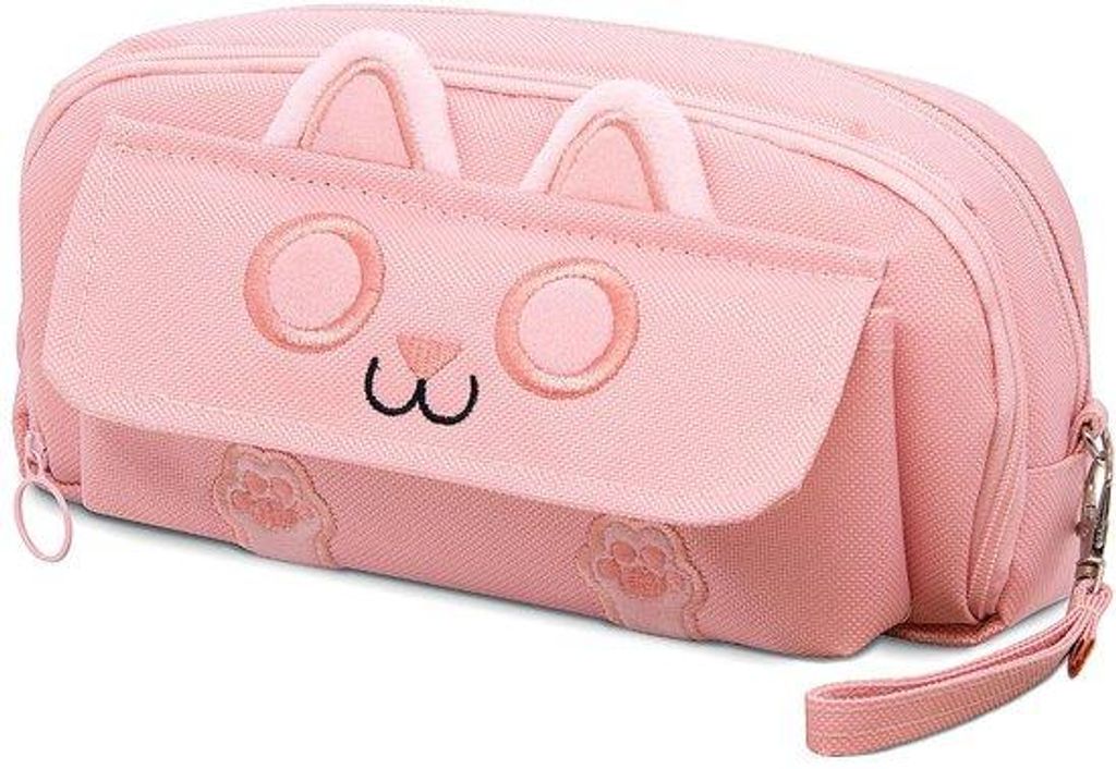 Schattige 3D katten organisator für Mädchen und Jungen, mit Reißverschluss und 4 Fächern, ideal für Büro, Uni, Schule