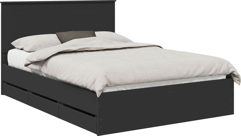 Bettrahmen mit Schubladen Schwarz 160 x 200 cm Ingenieurs Holz