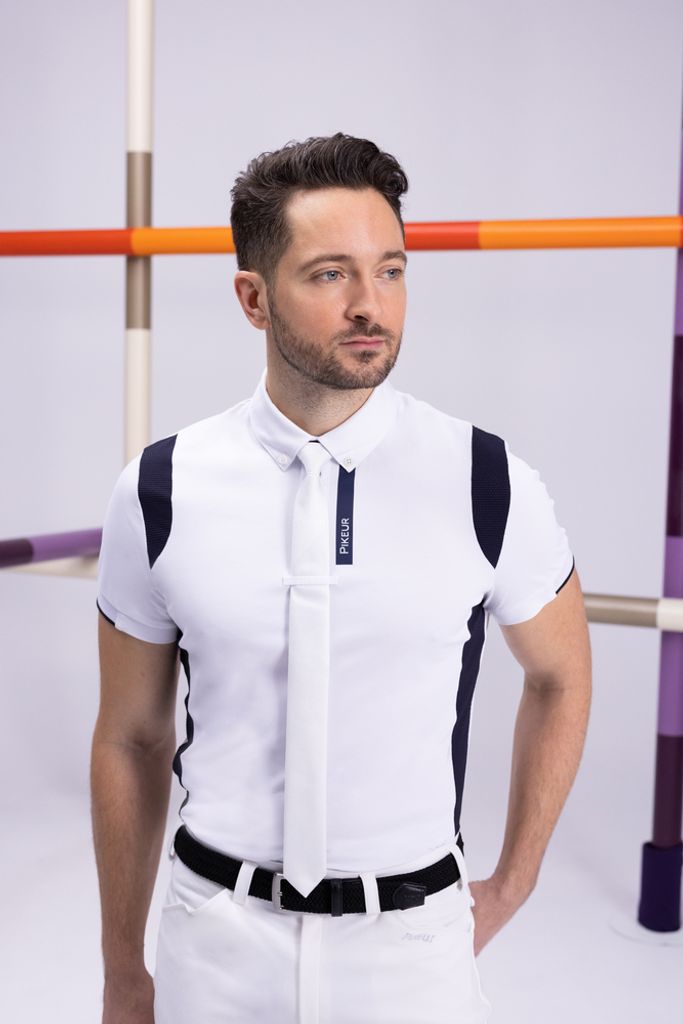 Pikeur Herren Turniershirt White/Navy Sportswear FS 2024, Größe:39