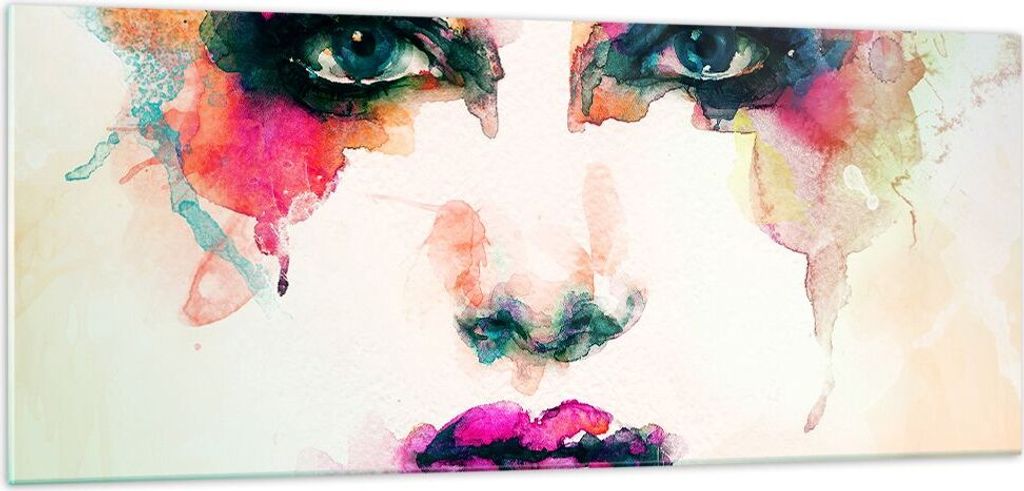 Bilder auf glas - Frau Gesicht Kosmetik - 100x40cm - Glasbilder - Wandbilder - Kunstdruck - zum Aufhängen bereit - Wanddekoration aus Glas - Glas ...