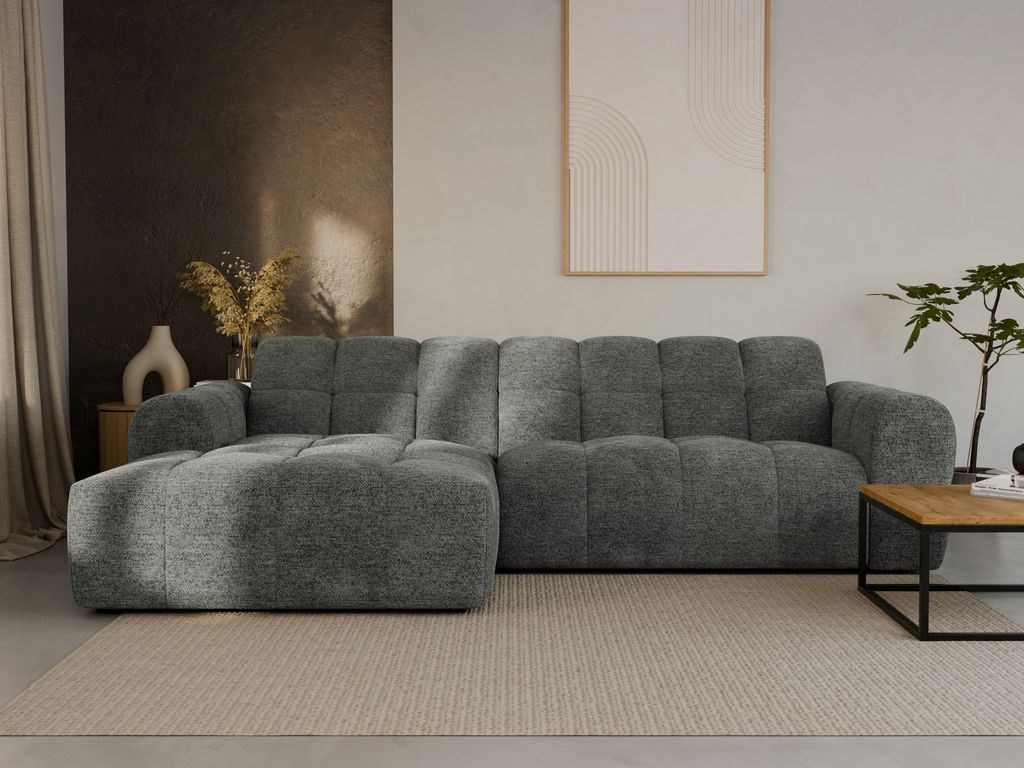 LetSit Ecksofa Andrea L Raven Links Freistehendes Loungesofa Bequemes Ecksofa zum Entspannen Schmutzabweisend Für Wohnzimmer Schlafzimmer Grau