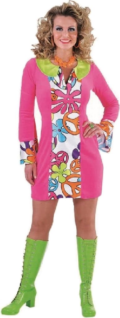 M214126-XS-A Damen Hippy Kleid Hippiekostüm Gr.XS