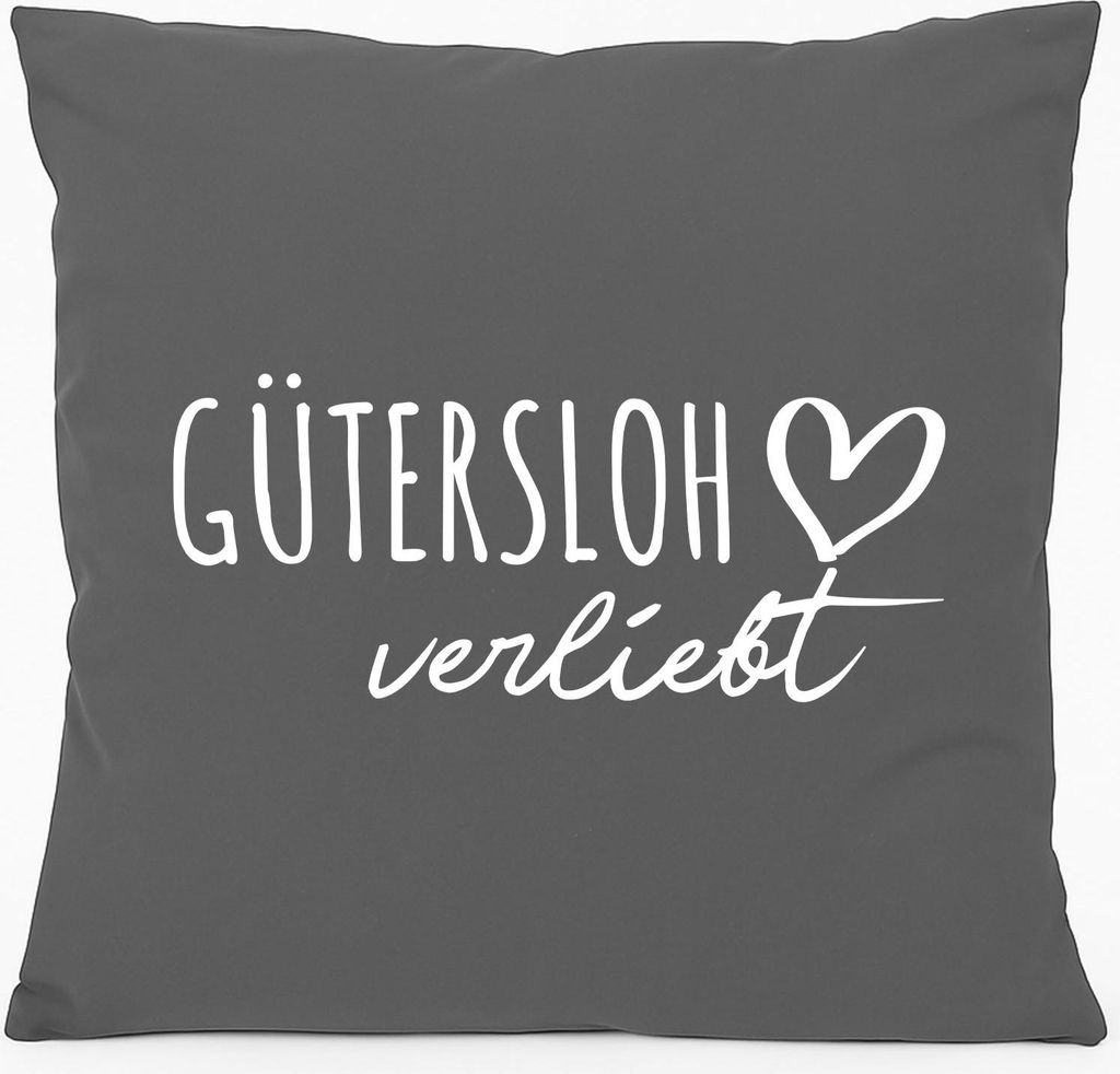 Huuraa Sofakissen Gütersloh verliebt Geschenk 40x40cm mit Füllung Steel Grey Baumwolle Gütersloh Mitbringsel