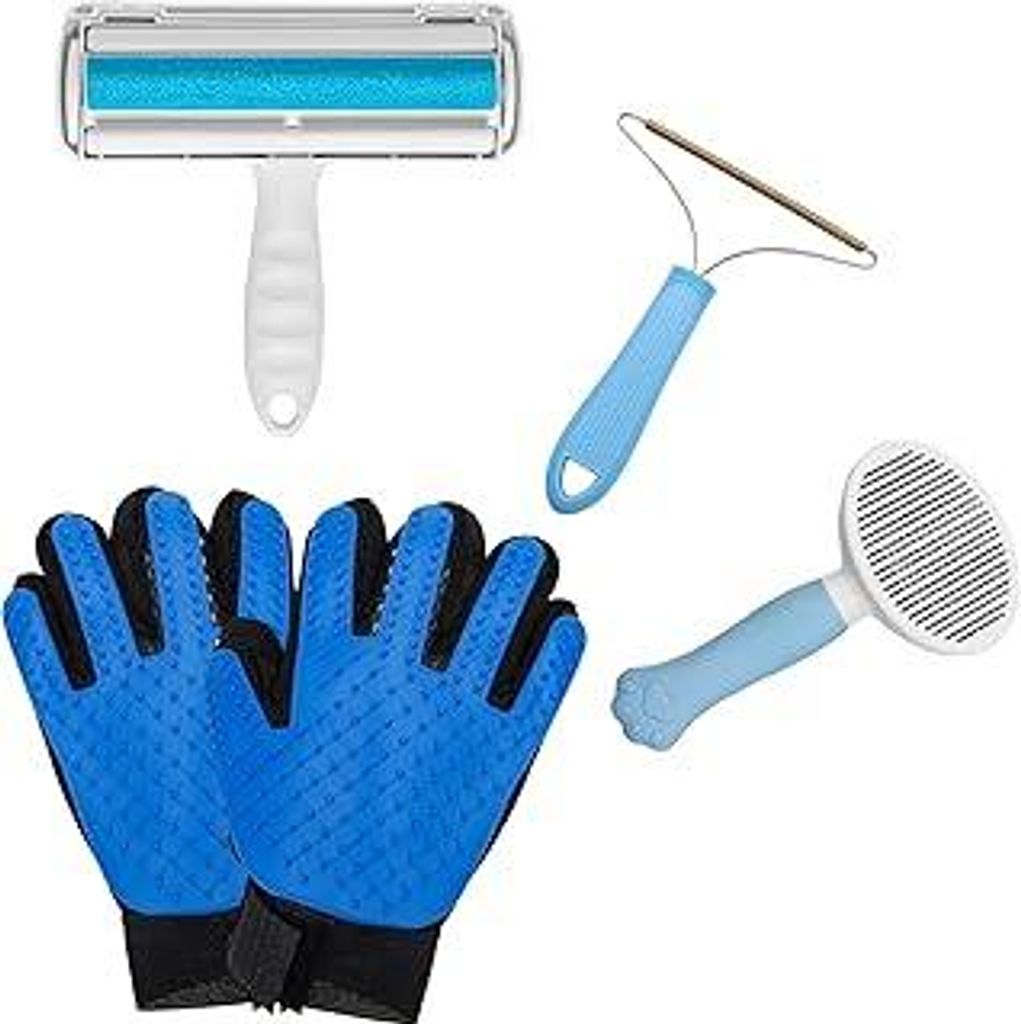 5 Stück Haustier Bürsten set,Möbel Haustier Haar Entferner Mitt*2,Hunde Katzen Bürste für Langhaar/Kurzhaar,Tierhaarentferner Fusselrolle für...