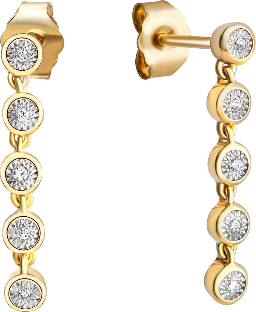 Diamonds by Ellen K. Ohrringe Gold 585 zweifarbig mit 10x Brillant zus. 0,05ct.