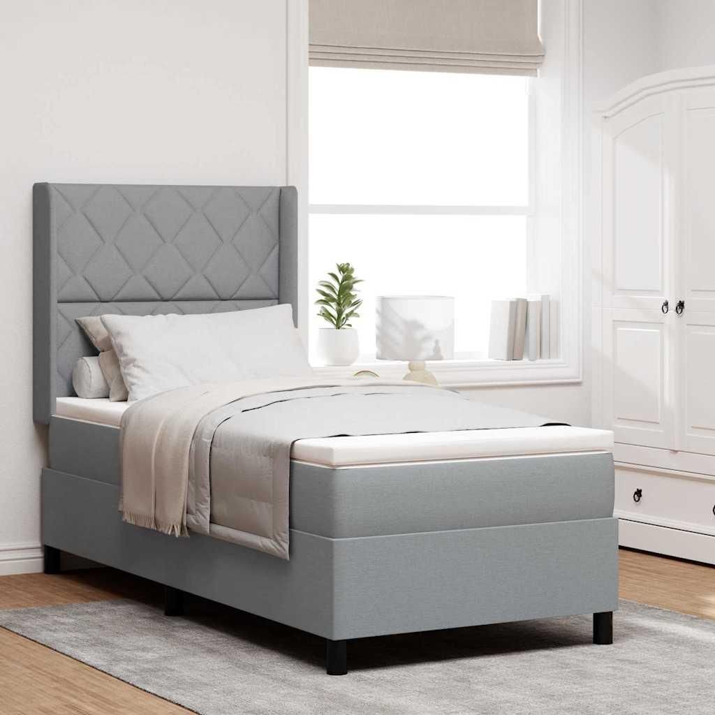 Maison Exclusive - LED Boxspringbett mit Matratze Hellgrau 100 x 200 cm Stoff