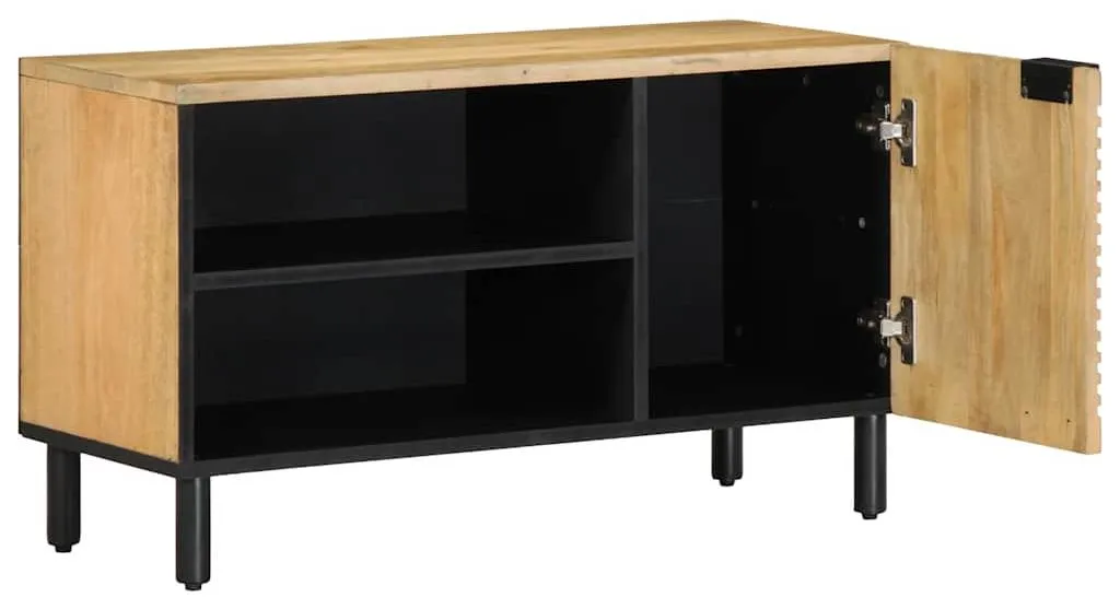 Meuble Multimédia Compact 80 cm en Bois de Manguier pour Petit Salon