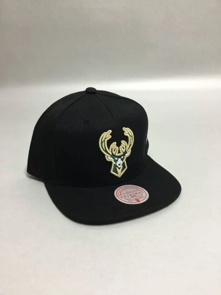 Casquette Milwaukee Bucks Logo Brodé Mitchell & Ness NBA Snapback Vert - 3