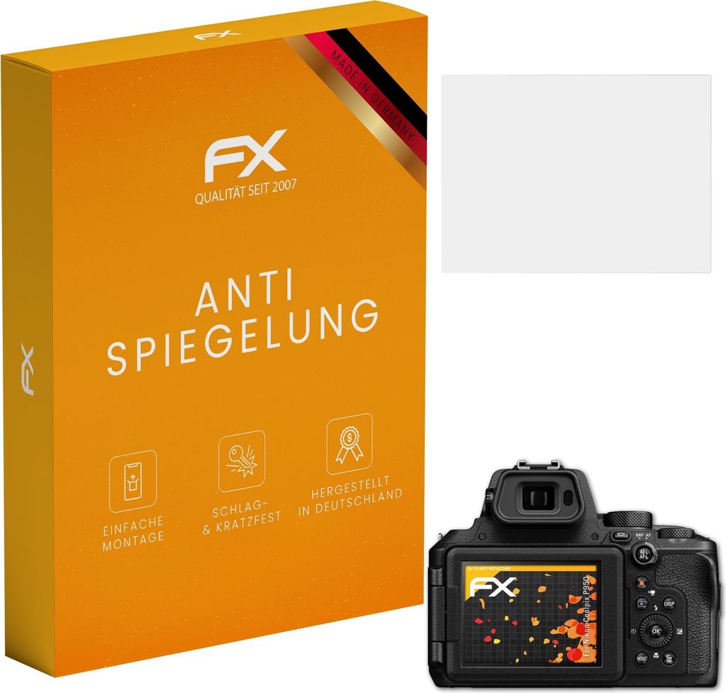 atFoliX FX-Antireflex 3x Schutzfolie kompatibel mit Nikon Coolpix P950 Displayfolie