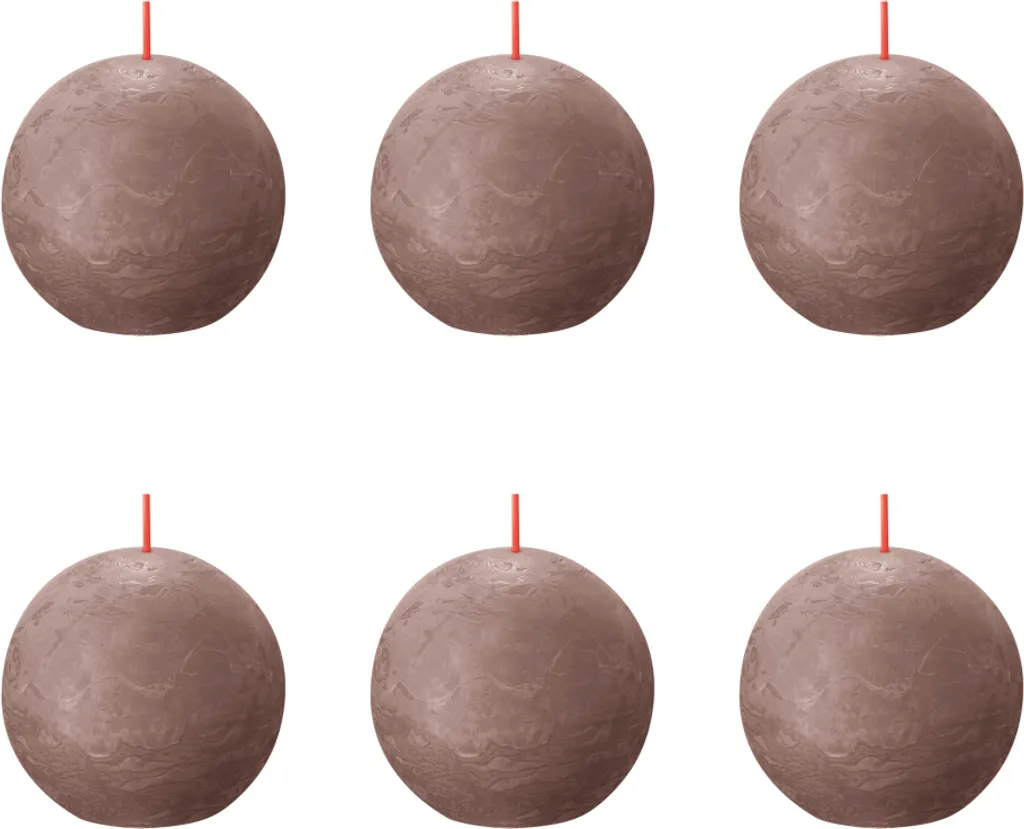 Bolsius Candele a Sfera Rustica Grigio Ø76mm - Set 6 Pezzi Convenienza